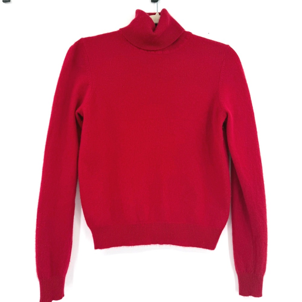100% Cashmere Red Turtleneck Sweater Vintage Valerie Stevens Womens Small